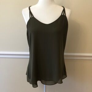 mahina Olive Green Strappy Chiffon Cami Top